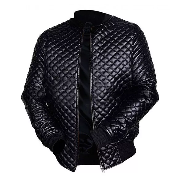 Diamond Quilted Black Motorcycle Jacket