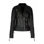 Women's Black Racer Quilted Jacket