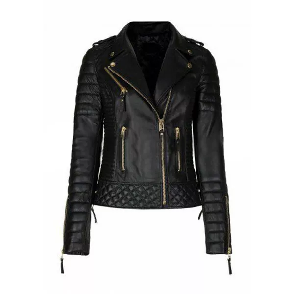 Women's Black Racer Quilted Jacket