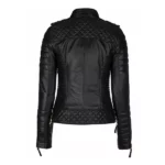 Women's Black Racer Quilted Leather Jacket