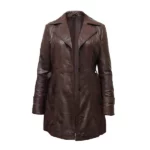 Vintage Belted Women's Sheepskin Brown Leather Coat