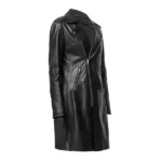 Womens Casual Black Slim Fit Leather Coat