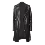 Casual Black Slim Fit Leather Coat