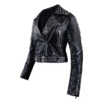 Spikes Studded Black Ladies Brando Leather Jacket