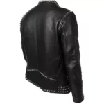 Mens Biker Black Studded Leather Jacket