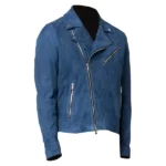 Men's Biker Blue Suede leather Jacket