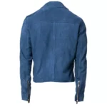 Mens Blue Suede leather Jacket