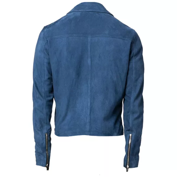 Mens Blue Suede leather Jacket