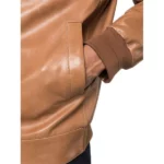 Mens Brown Leather Zipped Jacket