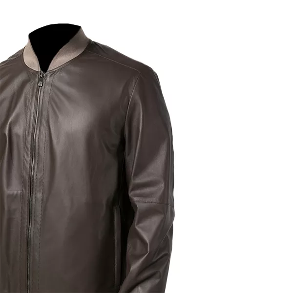 Classic Chocolate Brown Bomber Leather Jacket