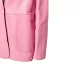 Pink Button Pocket Leather Blazer