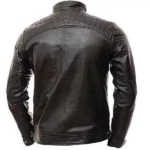 Mens Black Quilted Leather Moto Jacket