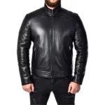 Men's Casual Slim Fit Black Leather Jacket
