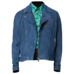 Men's Biker Blue leather Jacket