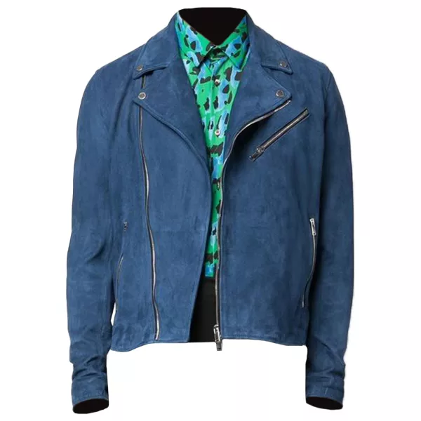 Men's Biker Blue leather Jacket