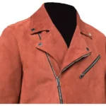 Mens Orange Suede Leather Jacket
