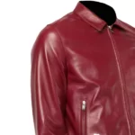 MenRed Leather Zipper Jacket