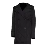 Black Button Closure Quilted Coat