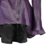 Womens Purple Peplum Classic Leather Jacket